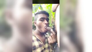 Outdoor oral sex session with a twinky slut boy