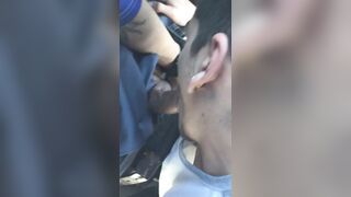 Kinky sucking porn of horny daddy with stranger in car