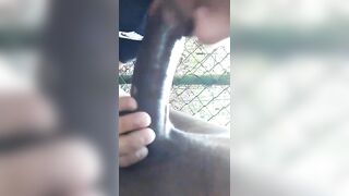 Public cock sucker pleasing a stranger outdoors