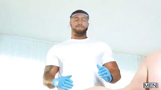 Massage gay sex with hunky black masseur