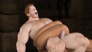 Kinky gay hentai porn of hunk riding giant dick