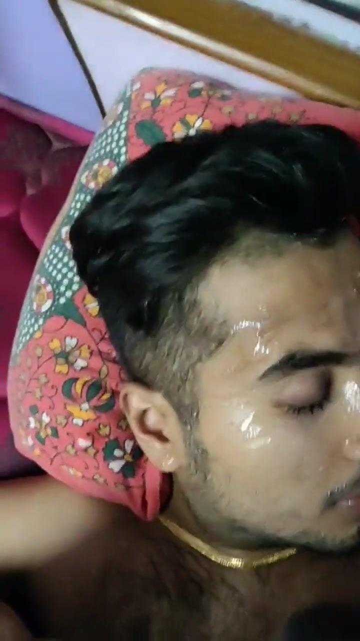 Punjabi gay gets a full face cumbath