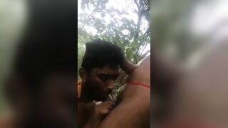 Indian farm labour sucks cock in jungle